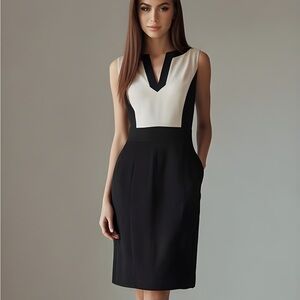 Stunning Tahara Arthur S Levine Elegant Navy and White Women's Dress